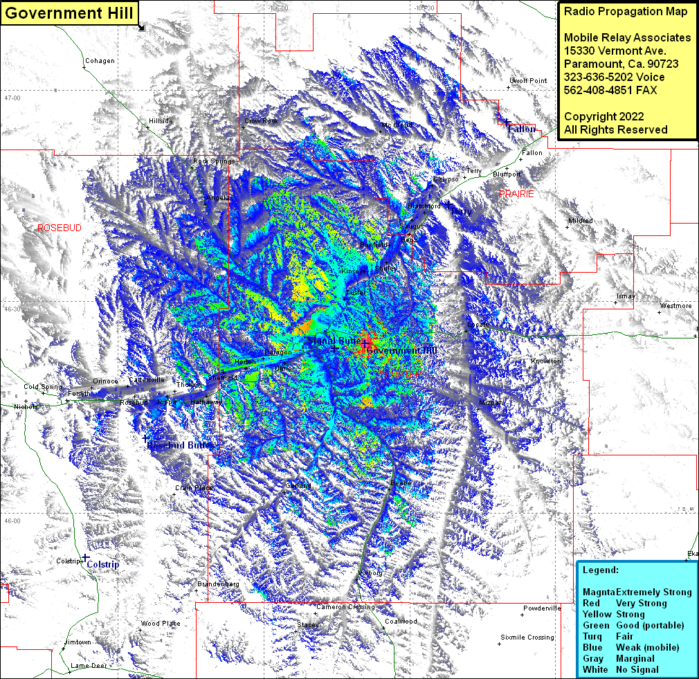 heat map radio coverage Government Hill